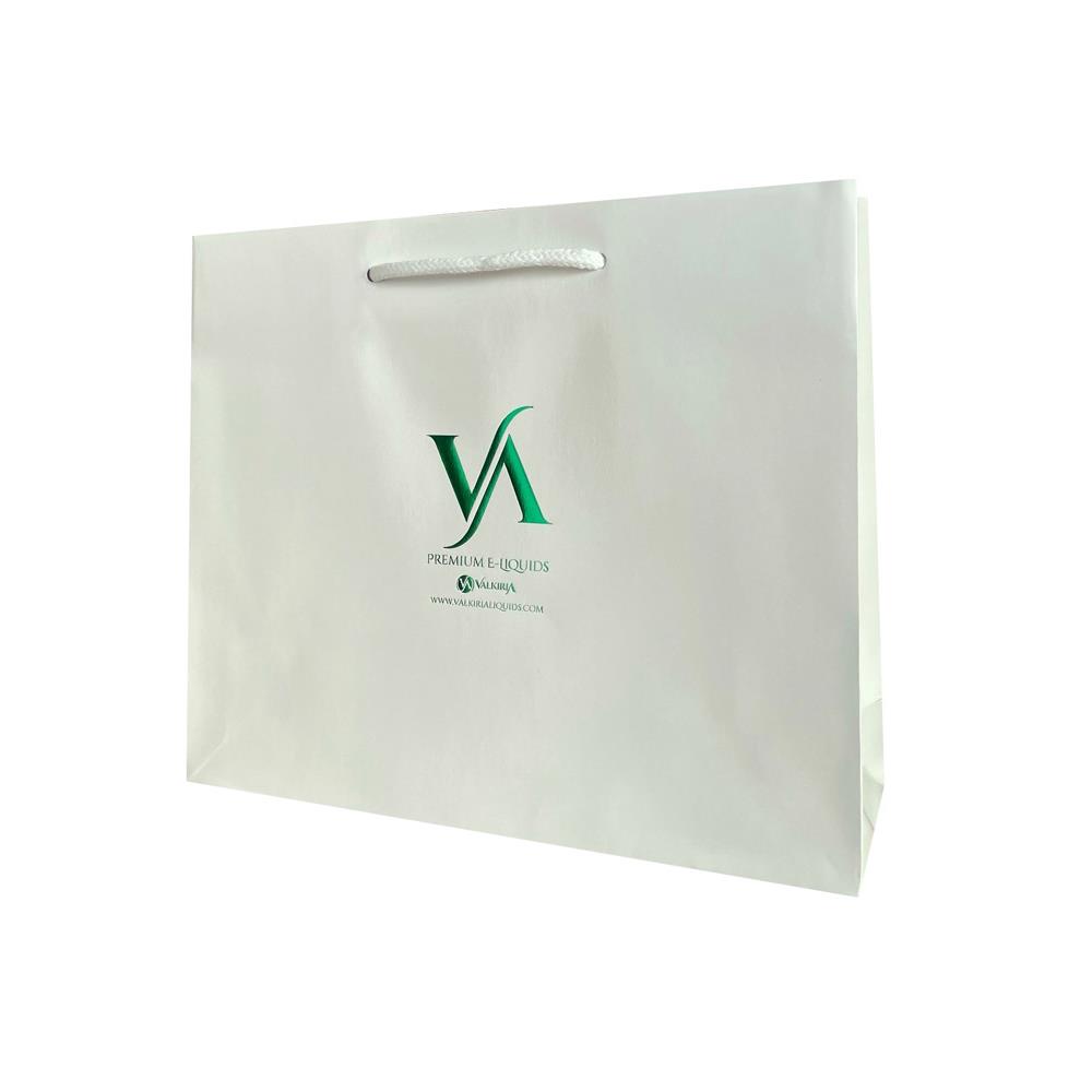 Shopper elegante bianco con stampa a caldo e plastificazione lucida
