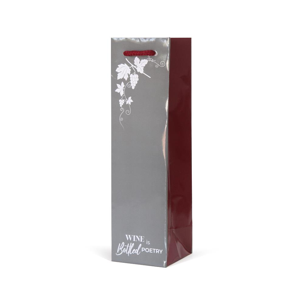 Shopper elegante per bottiglia formato su misura 10x10x36. Stampa offset + plt lucida