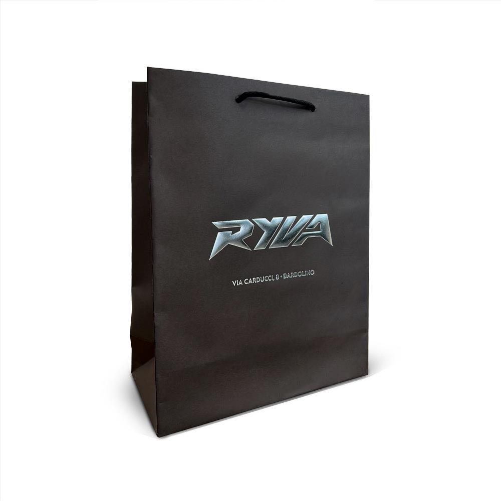 Shopper nera non plastificata con stampa a caldo argento