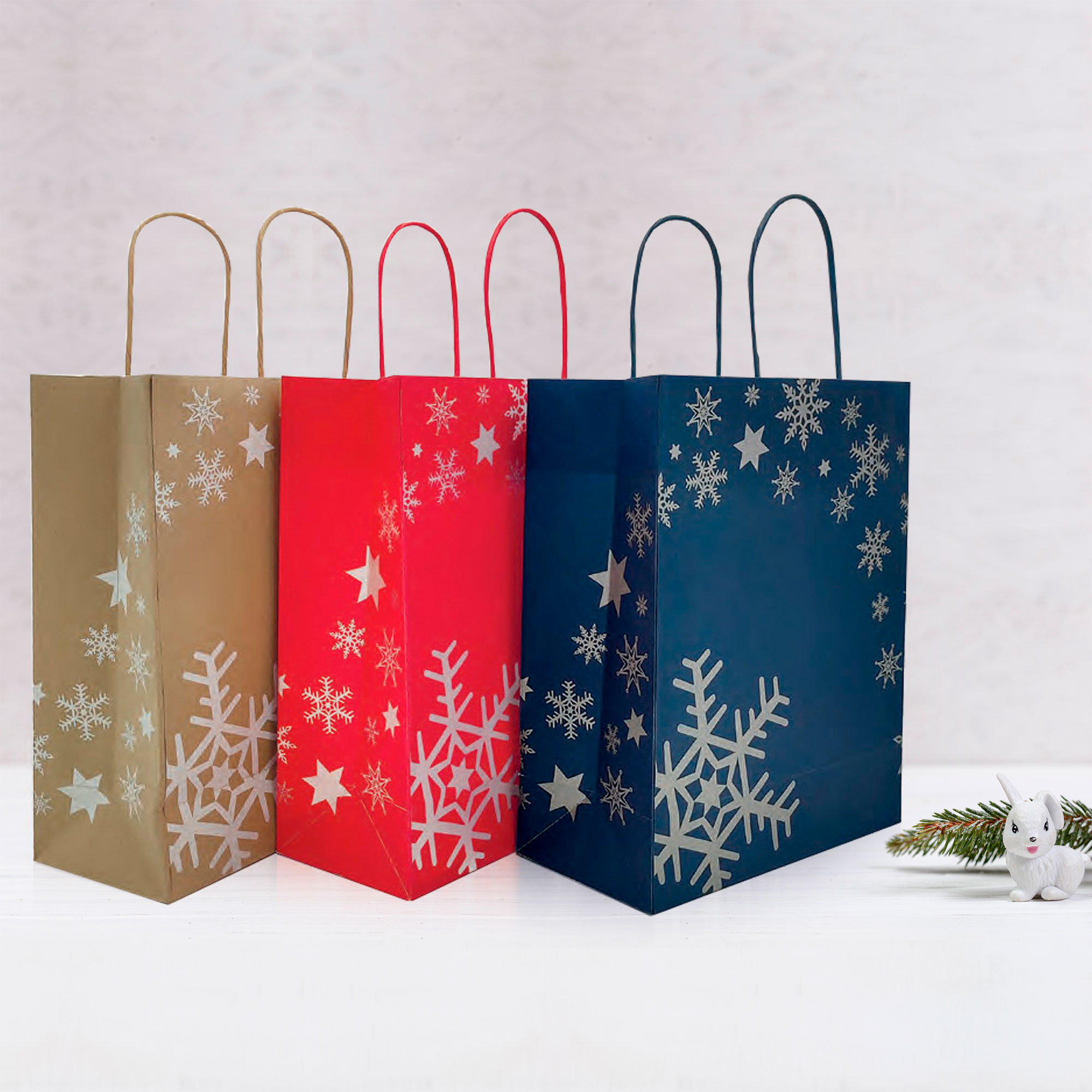 Shopper in carta da 120gr con motivo natalizio, Disponibile generica e personalizzata